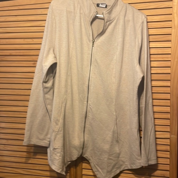 VENUS tan JACKET sharkbite hem TUNIC full zip pockets SIZE XL New - Picture 3 of 4